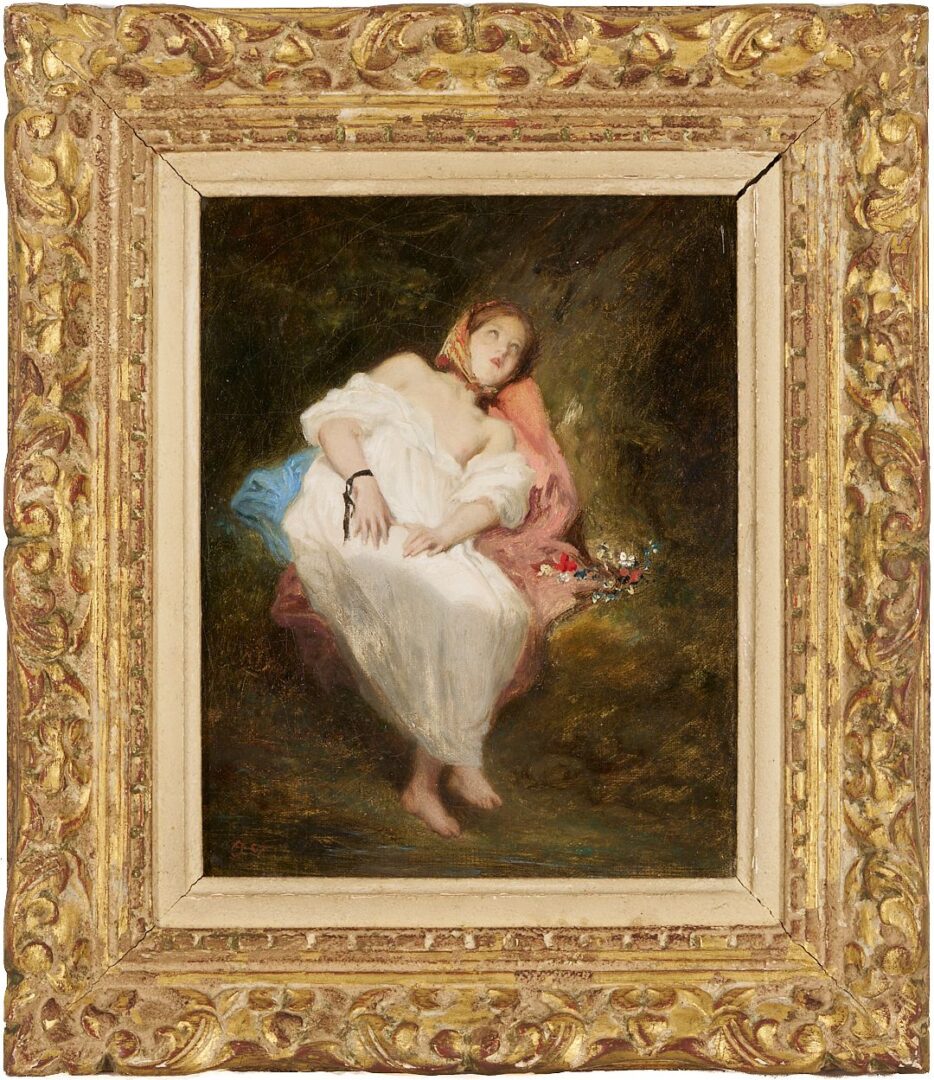 Lot 333: 19th C. European Oil, Nude in Woods, Illegibly Signed