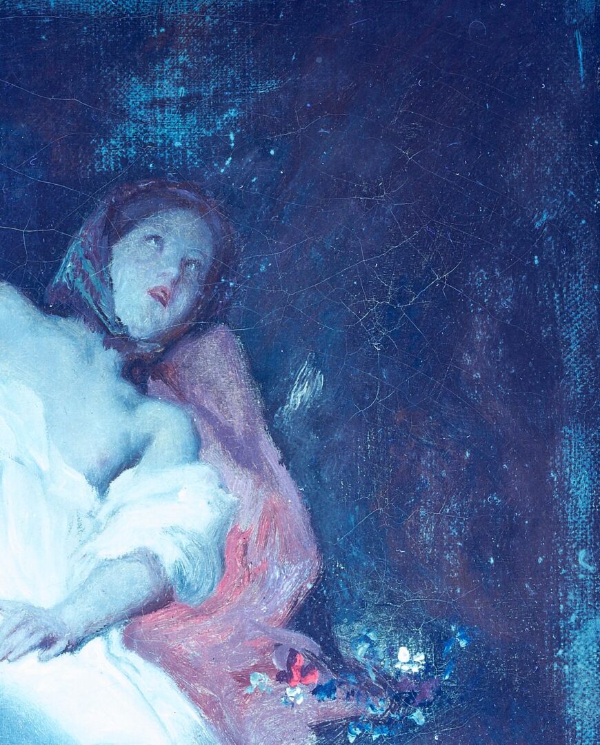 Lot 333: 19th C. European Oil, Nude in Woods, Illegibly Signed