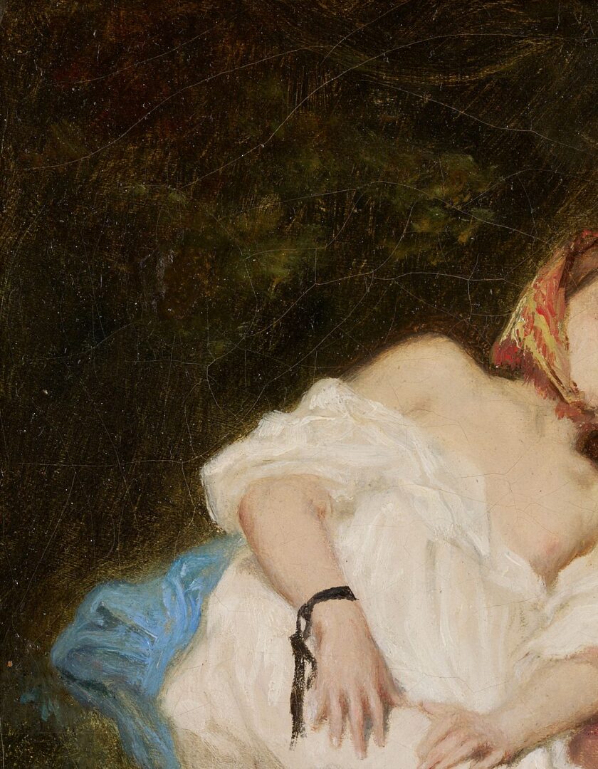 Lot 333: 19th C. European Oil, Nude in Woods, Illegibly Signed