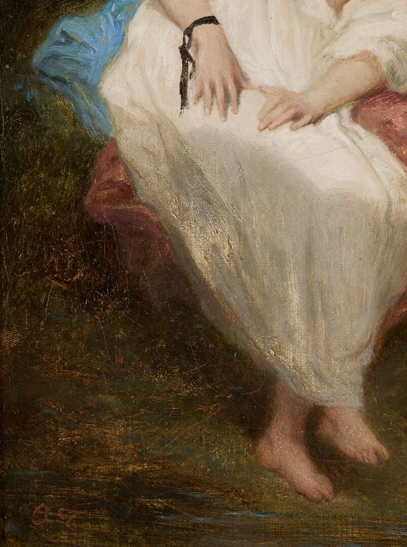 Lot 333: 19th C. European Oil, Nude in Woods, Illegibly Signed