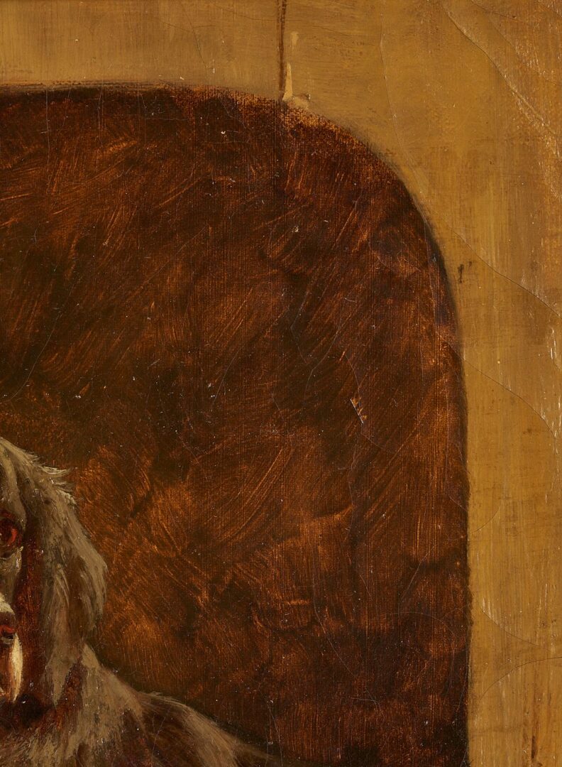 Lot 334: 19th C. Painting of Dog, Signed Hermann