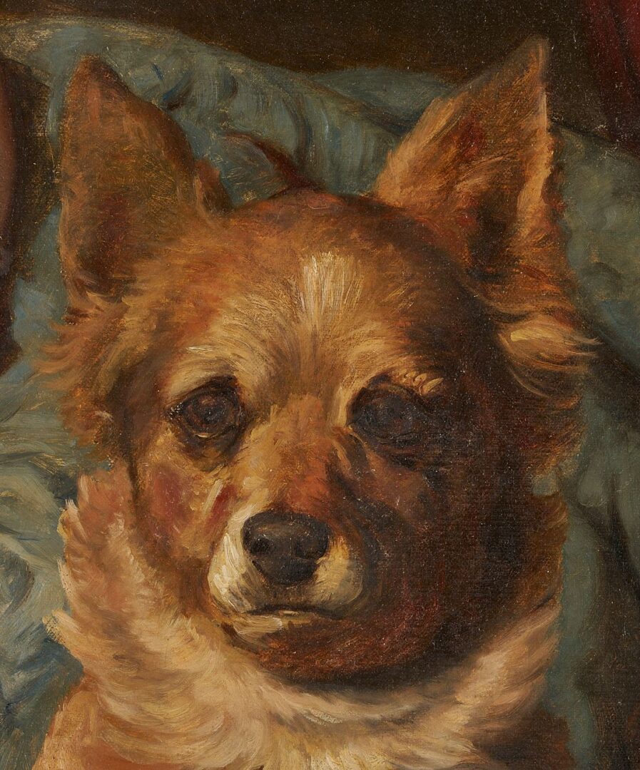 Lot 335: After Eugen Felix O/C Painting w/ Baby & Dog, The First Friend