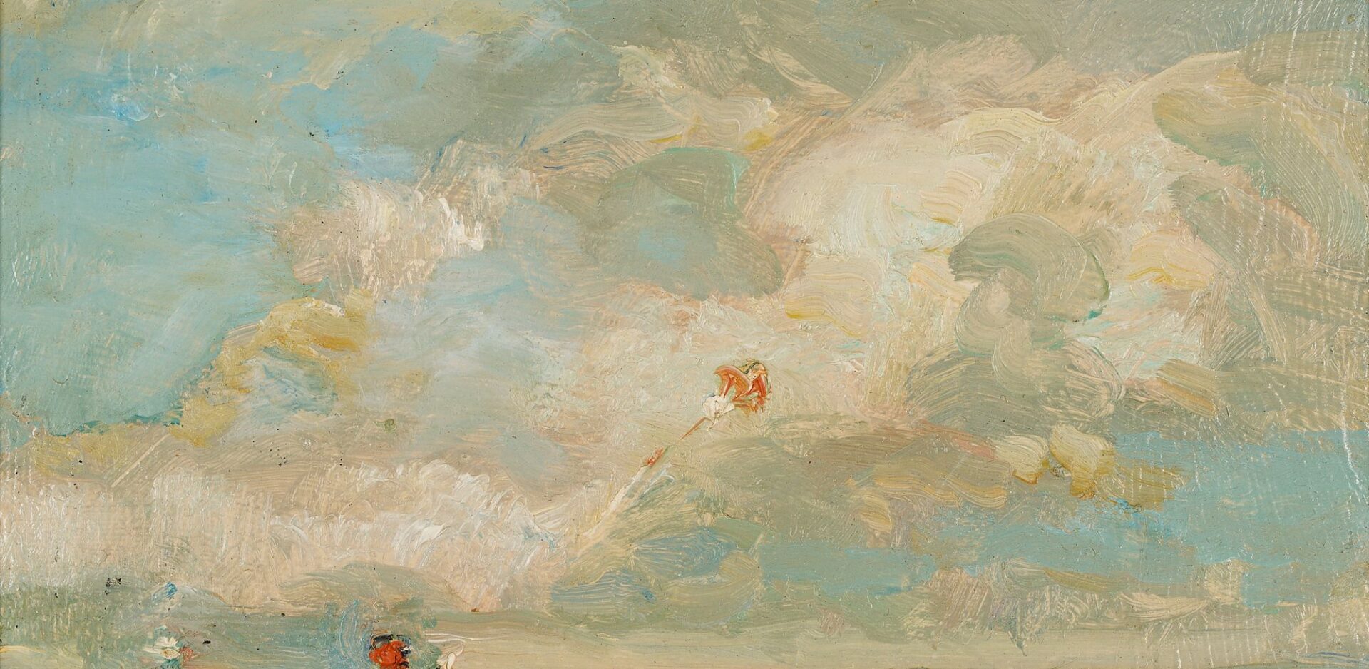 Lot 336: Michael D’Aguilar Oil on Board Beach Scene, Les Nuages