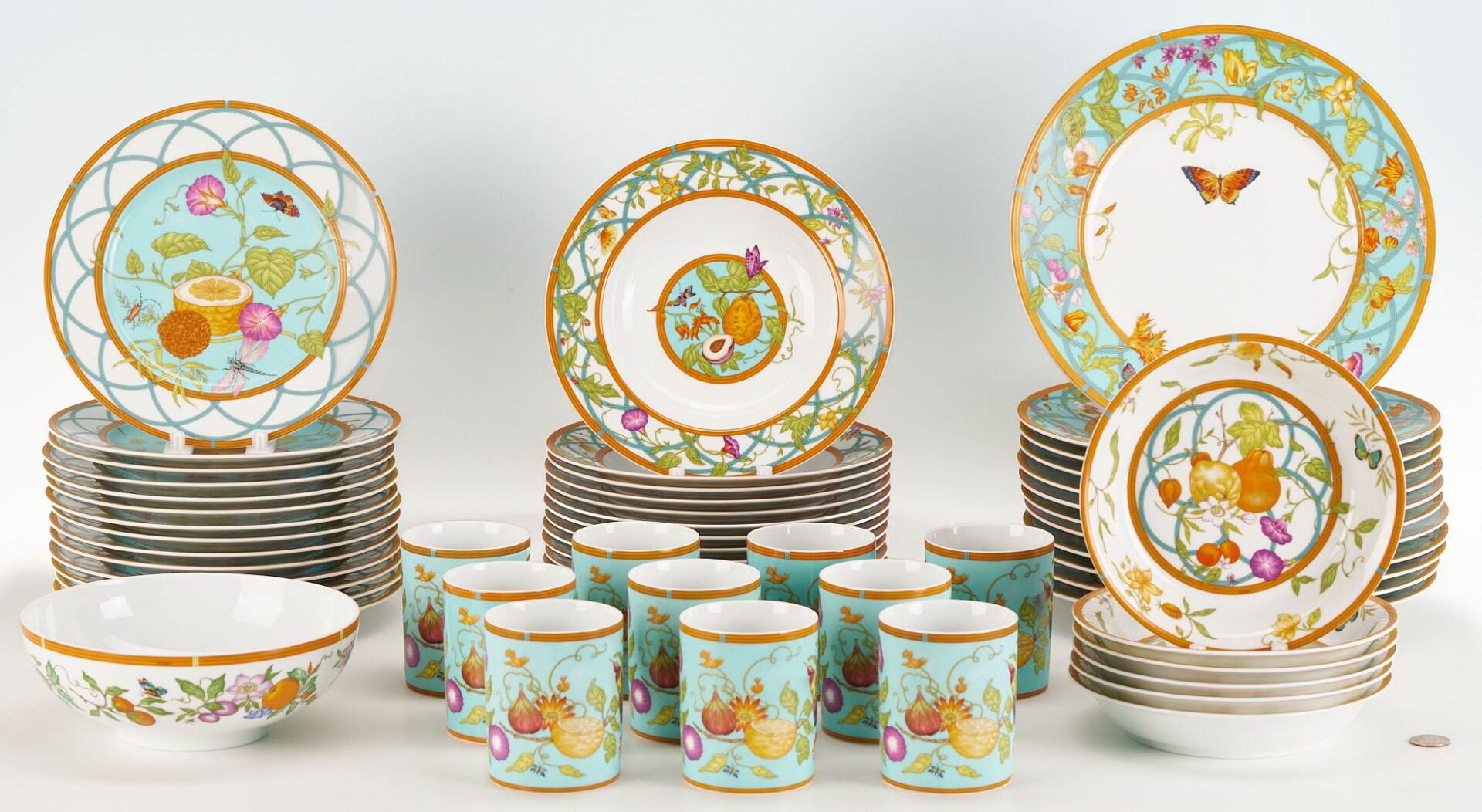 Lot 338: Hermes Siesta Island Porcelain Dinnerware, 55 pcs