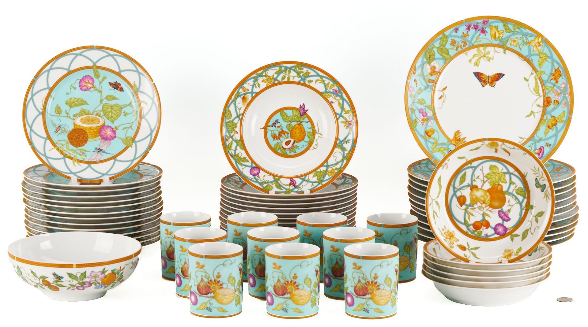 Lot 338: Hermes Siesta Island Porcelain Dinnerware, 55 pcs