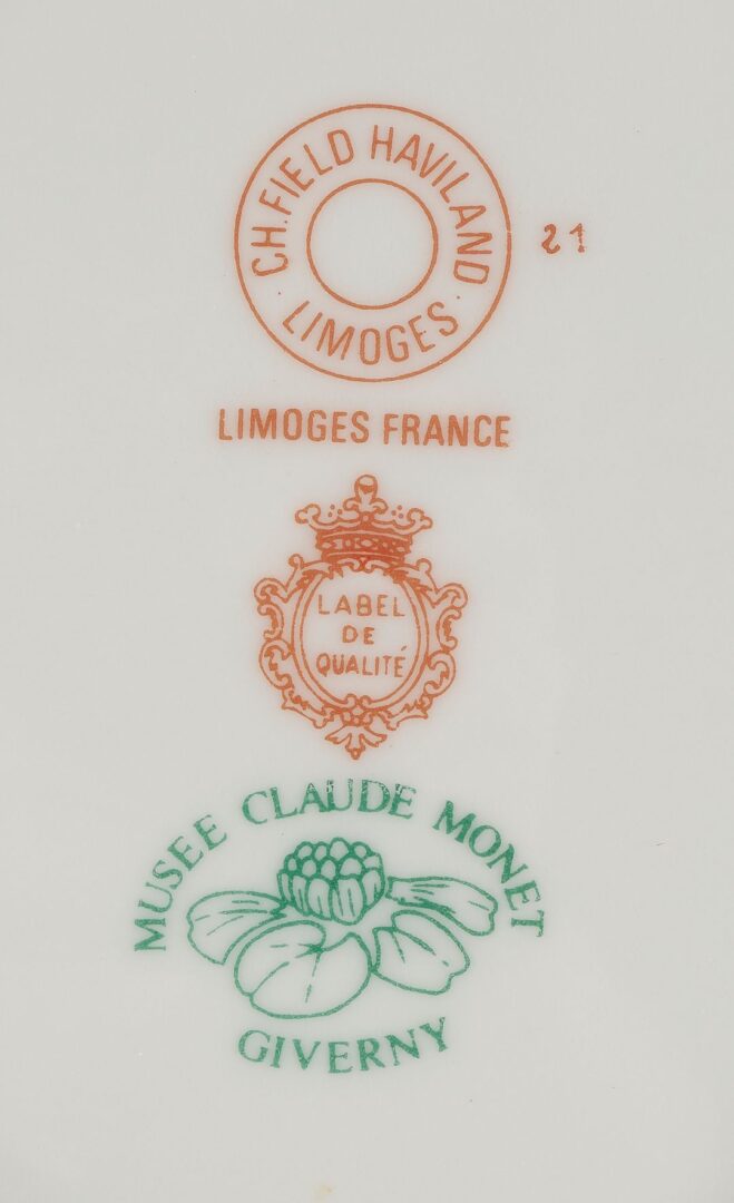 Lot 339: 75 Pcs. Haviland Musee Monet Pattern Porcelain Dinnerware