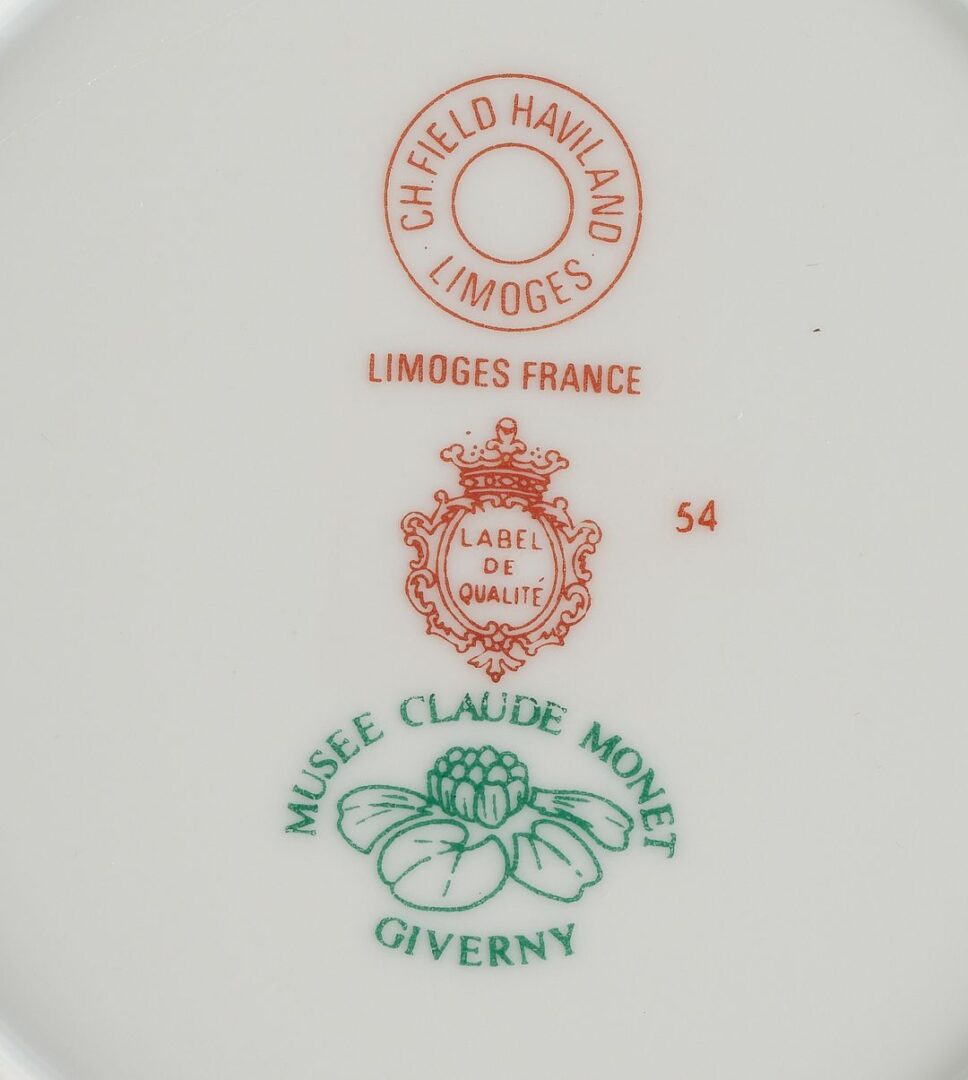 Lot 339: 75 Pcs. Haviland Musee Monet Pattern Porcelain Dinnerware