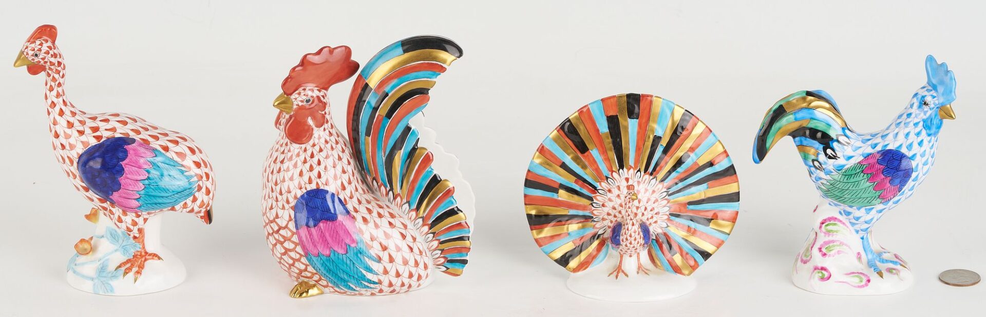 Lot 340: 4 Herend Porcelain Fowl or Bird Figures