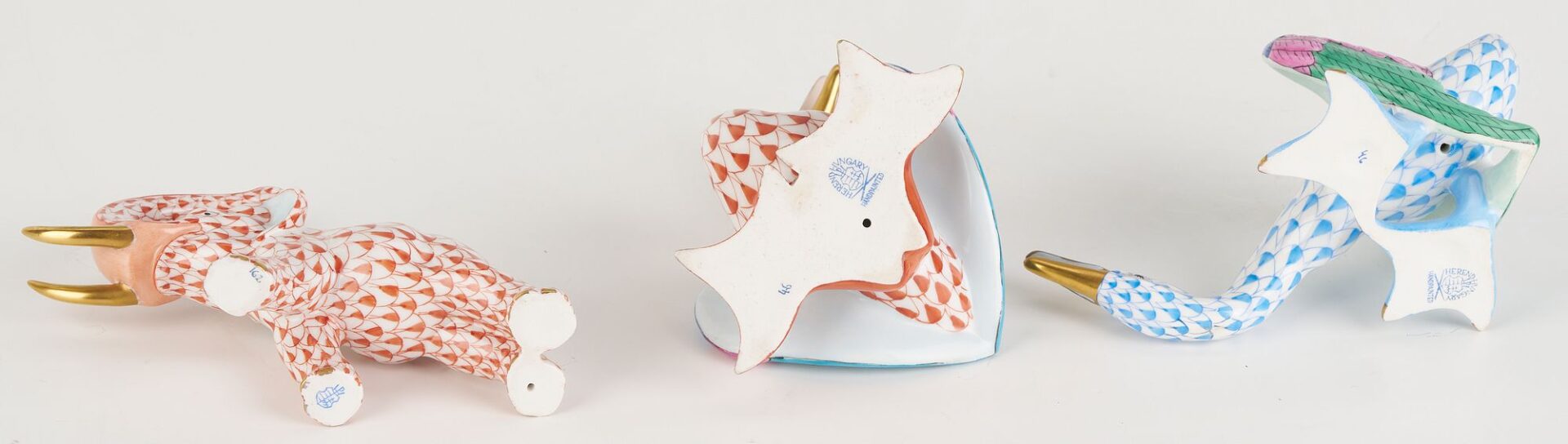 Lot 341: 6 Herend Fishnet Porcelain Animal Figures