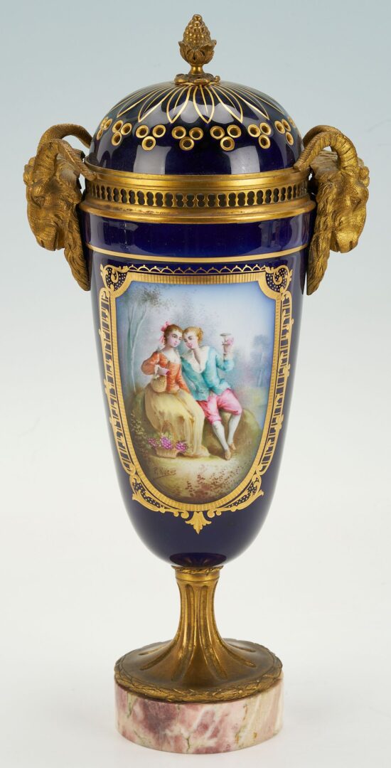 Lot 343: 2 French Sevres Style Bronze Mounted Porcelain Items