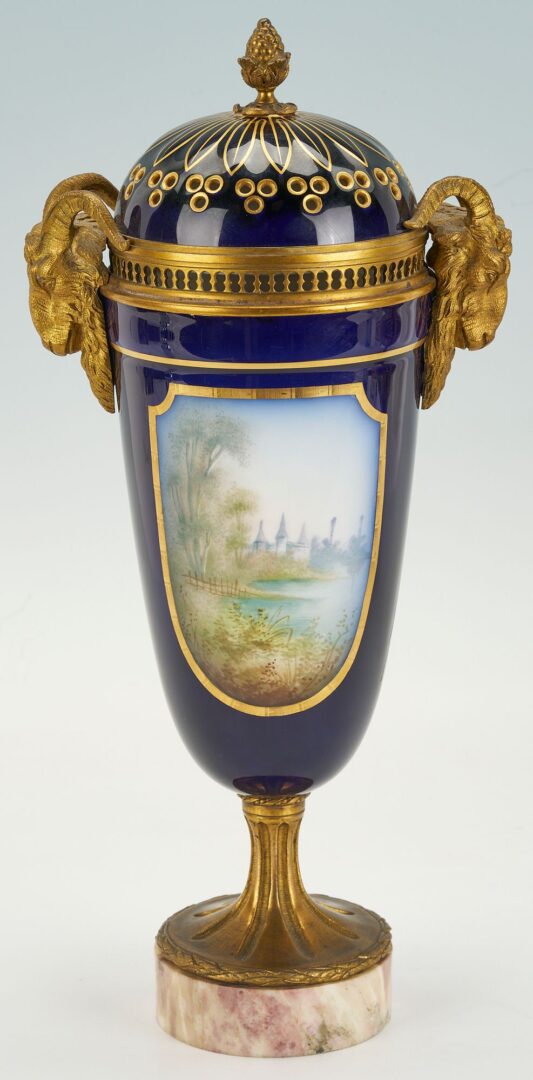 Lot 343: 2 French Sevres Style Bronze Mounted Porcelain Items