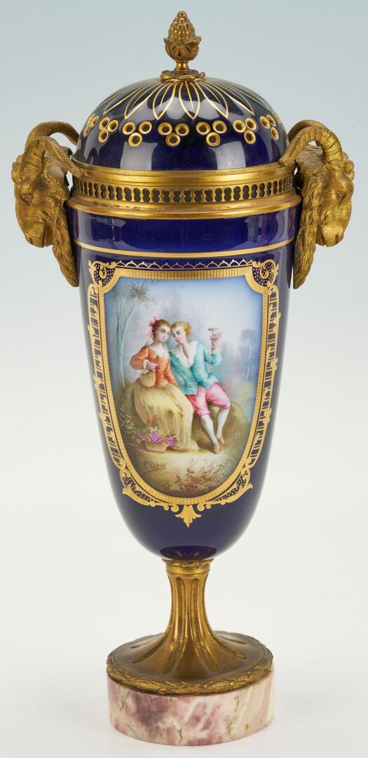Lot 343: 2 French Sevres Style Bronze Mounted Porcelain Items