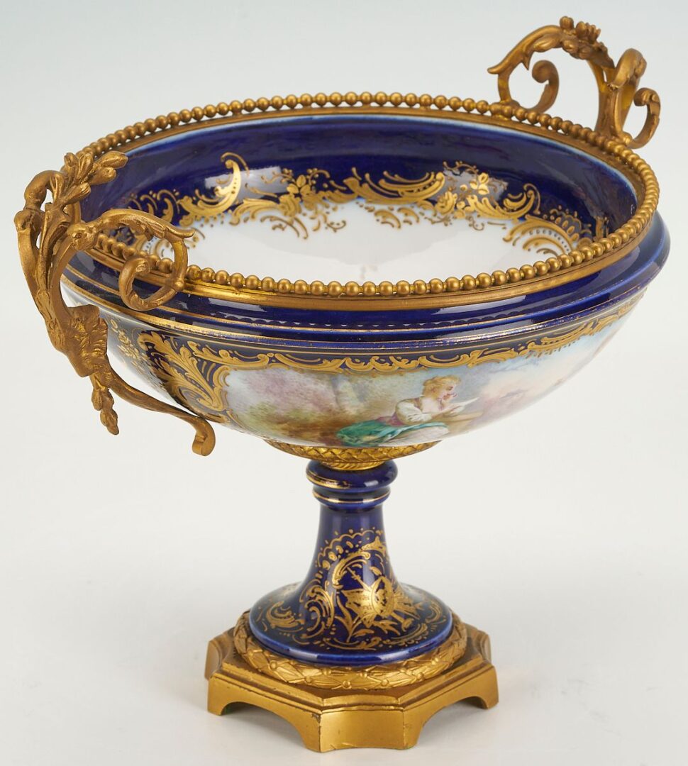 Lot 343: 2 French Sevres Style Bronze Mounted Porcelain Items