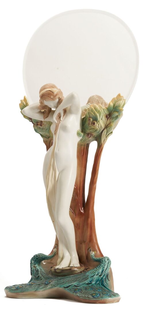 Lot 348: Goldscheider Art Nouveau Style Figural Mirror
