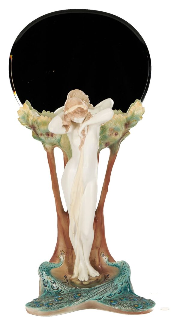 Lot 348: Goldscheider Art Nouveau Style Figural Mirror