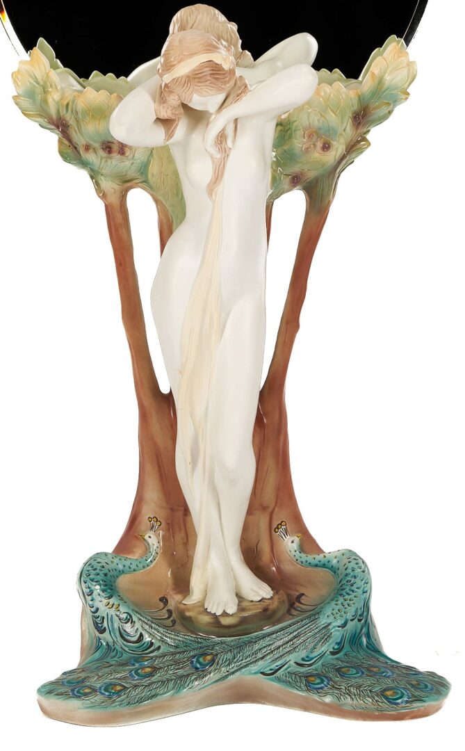 Lot 348: Goldscheider Art Nouveau Style Figural Mirror