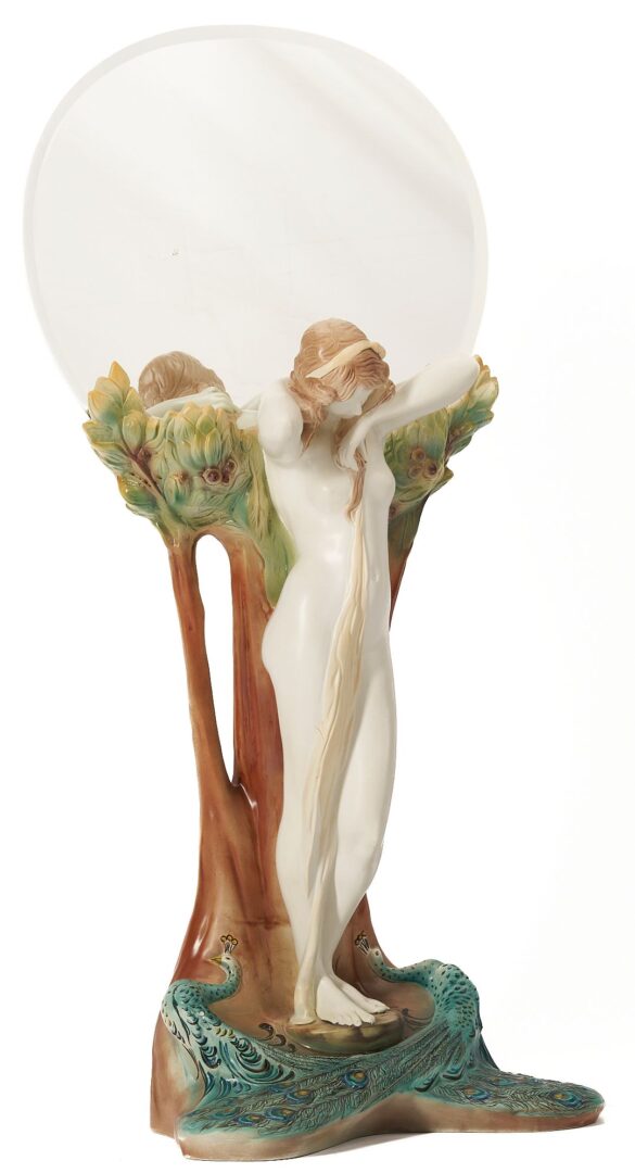Lot 348: Goldscheider Art Nouveau Style Figural Mirror