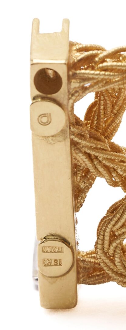 Lot 34: Italian 18K Designer Gold Bracelet w/ Diamond Clasp