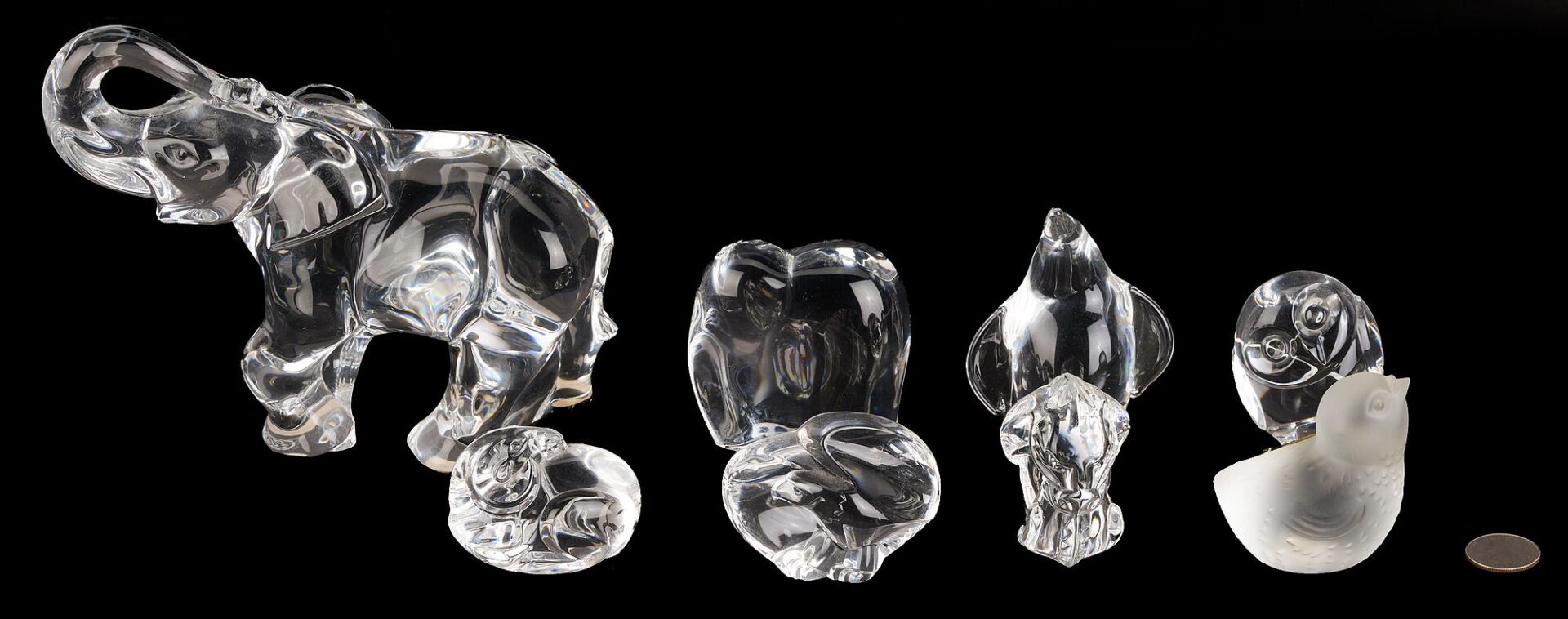 Lot 355: 8 Crystal Animal Figurines, incl. Baccarat and Steuben