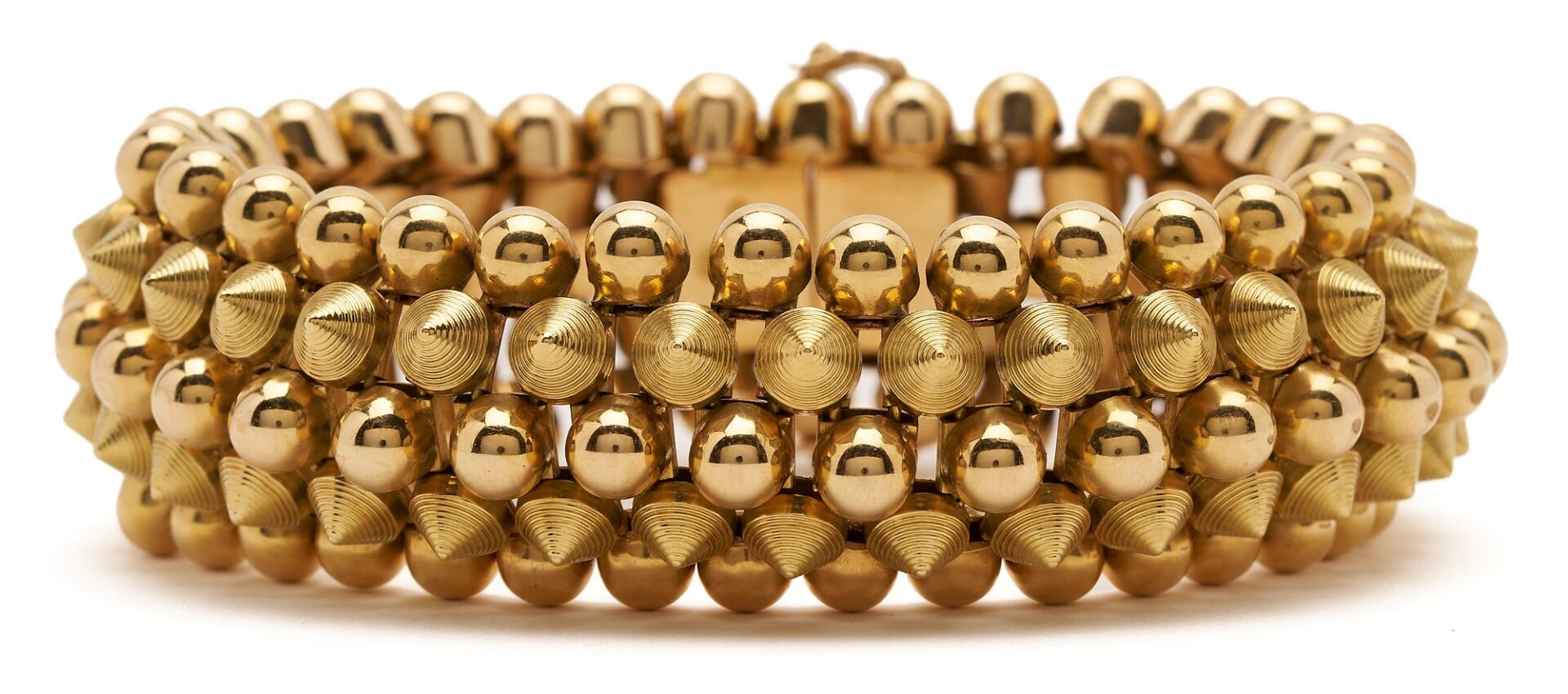 Lot 35: 18K Gold Italian Etruscan Revival Link Bracelet by Oreste Guidi