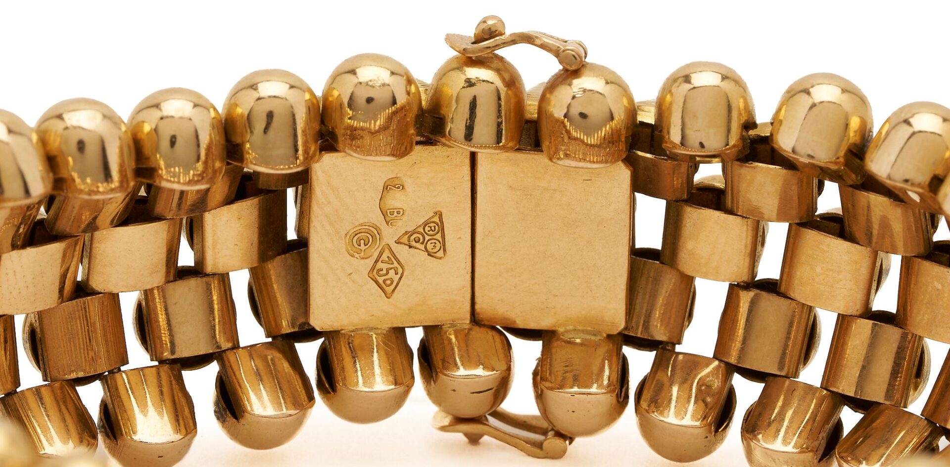 Lot 35: 18K Gold Italian Etruscan Revival Link Bracelet by Oreste Guidi