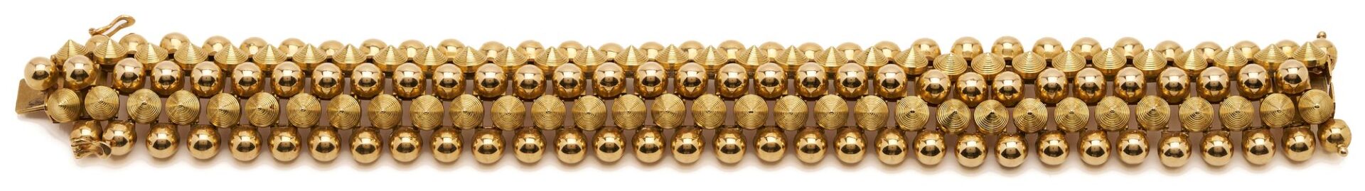 Lot 35: 18K Gold Italian Etruscan Revival Link Bracelet by Oreste Guidi