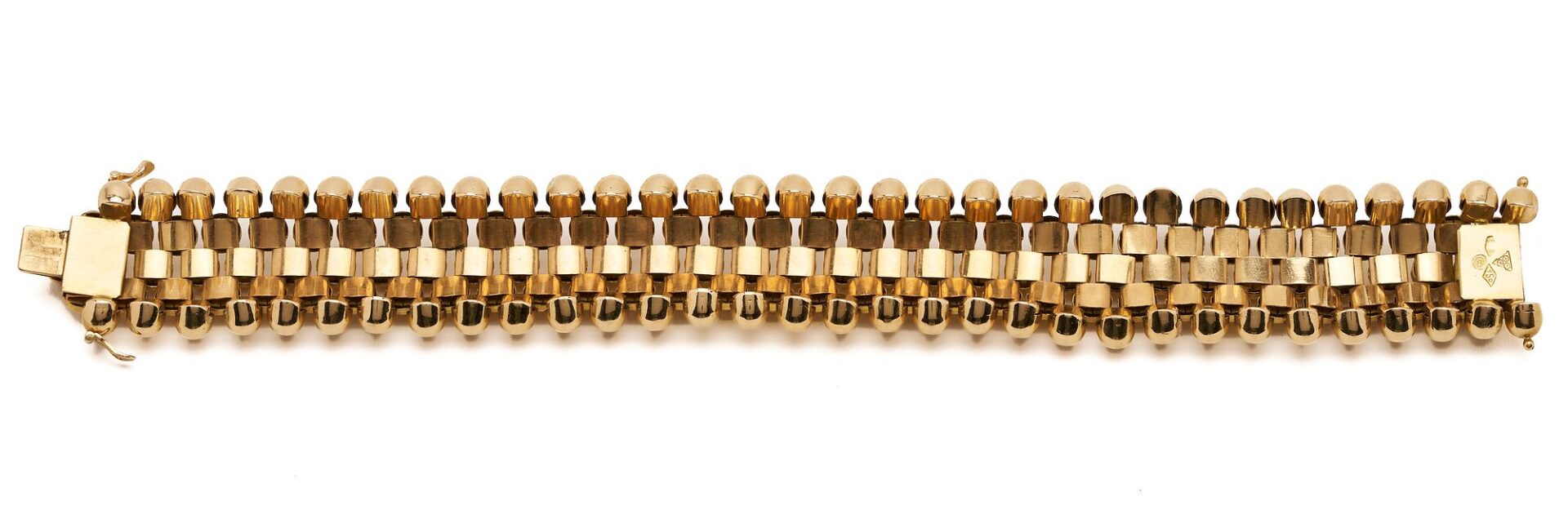 Lot 35: 18K Gold Italian Etruscan Revival Link Bracelet by Oreste Guidi
