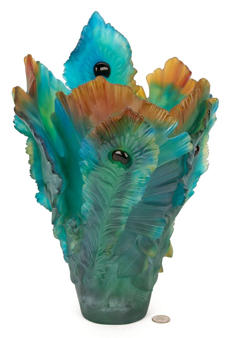 Lot 361: Large Daum Fleur de Paon Art Glass Vase