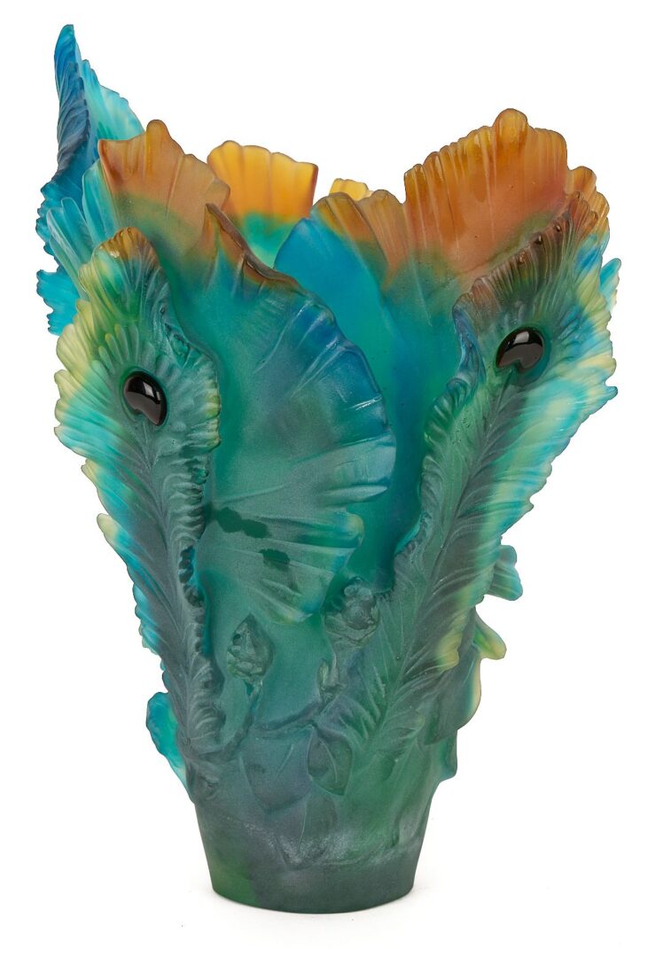 Lot 361: Large Daum Fleur de Paon Art Glass Vase