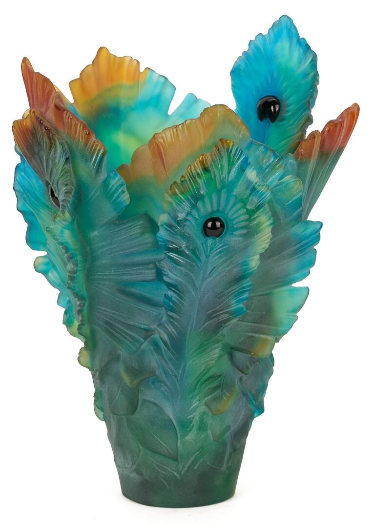 Lot 361: Large Daum Fleur de Paon Art Glass Vase