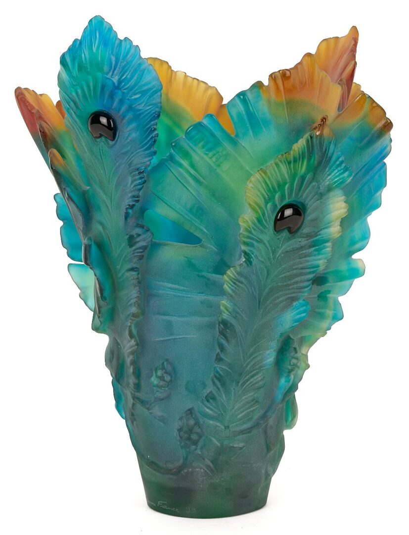 Lot 361: Large Daum Fleur de Paon Art Glass Vase