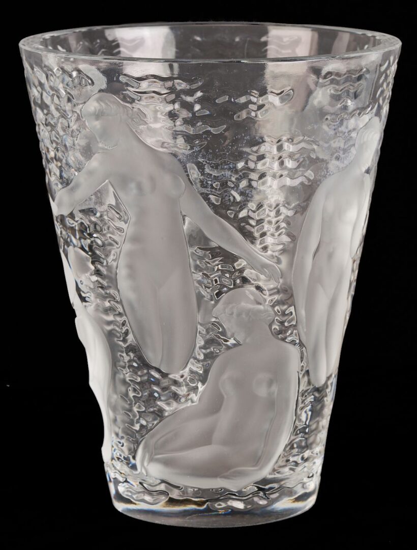 Lot 363: Lalique Ondines Crystal Vase, Figural Decoration