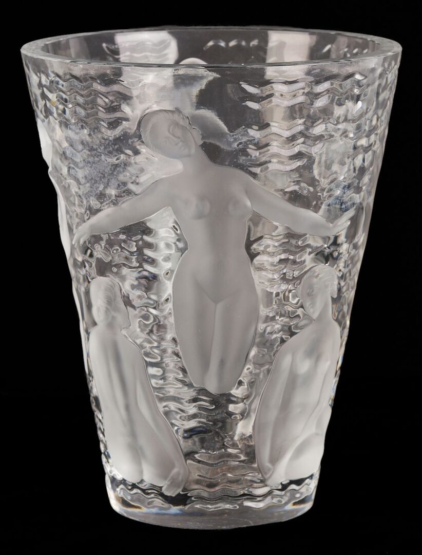 Lot 363: Lalique Ondines Crystal Vase, Figural Decoration