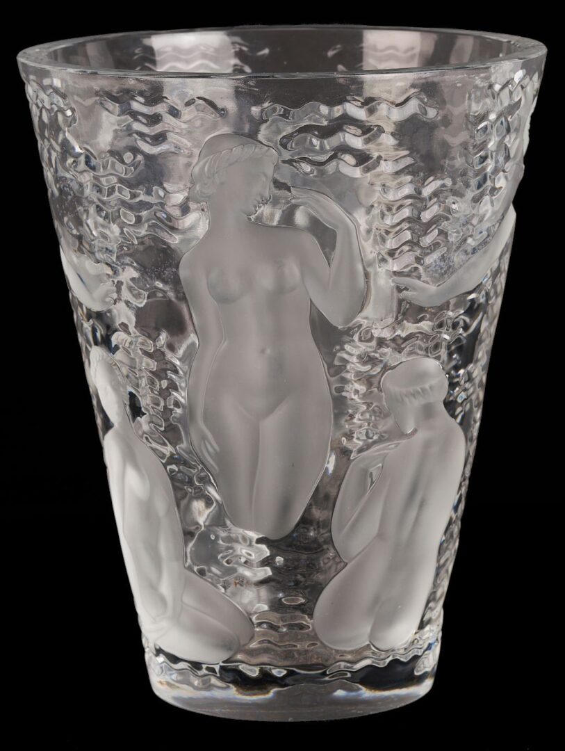 Lot 363: Lalique Ondines Crystal Vase, Figural Decoration