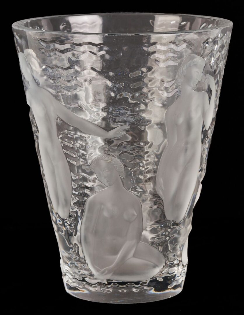 Lot 363: Lalique Ondines Crystal Vase, Figural Decoration