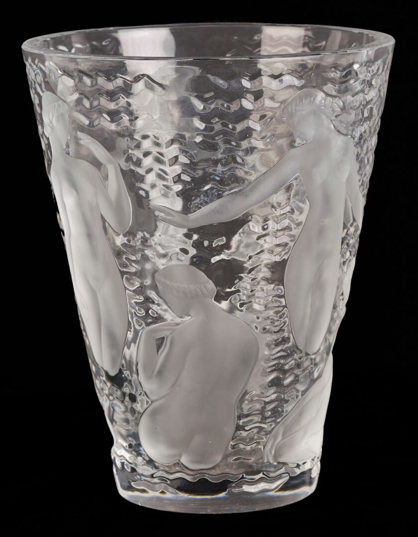 Lot 363: Lalique Ondines Crystal Vase, Figural Decoration