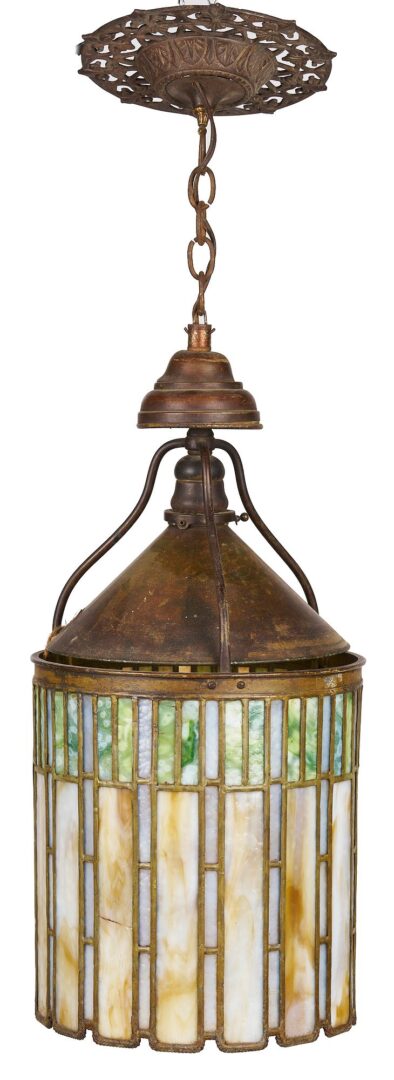 Lot 365: Pair of J.P. Frink Arts & Crafts Period Hanging Lanterns