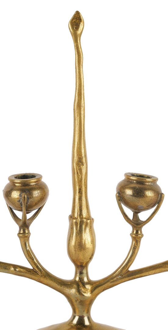 Lot 367: Tiffany Studios Gilt Bronze 6 Light Candelabra