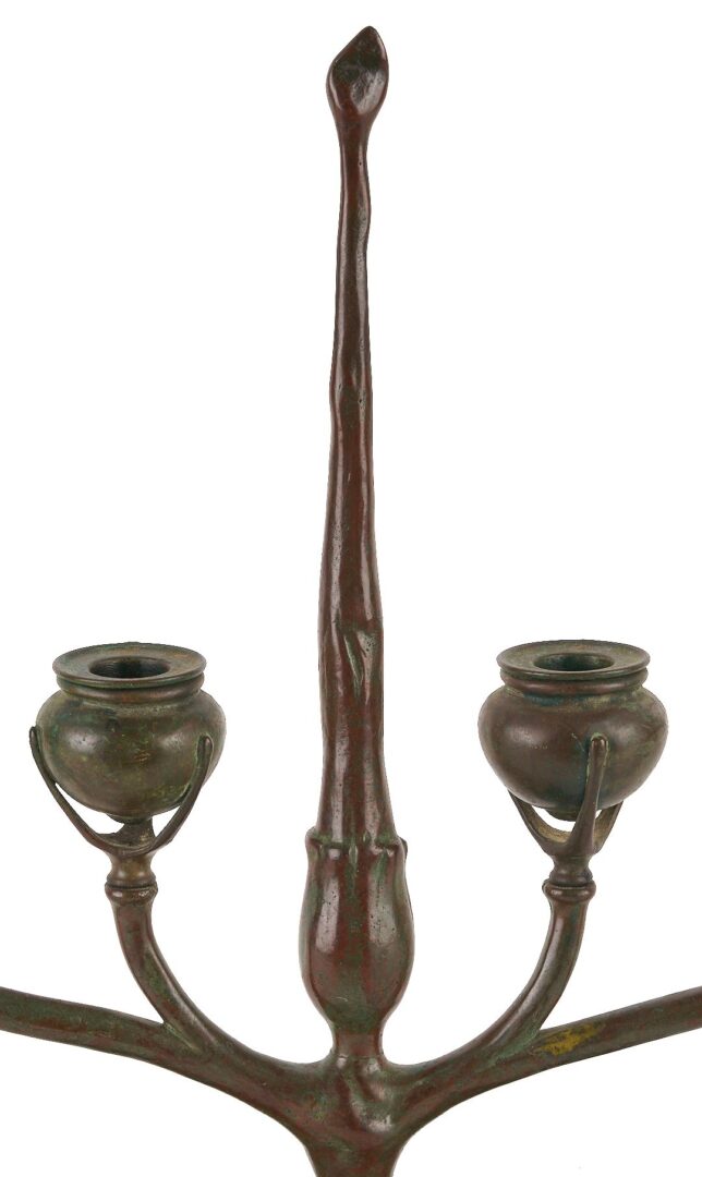 Lot 368: Tiffany Studios 4 Light Bronze Candelabra