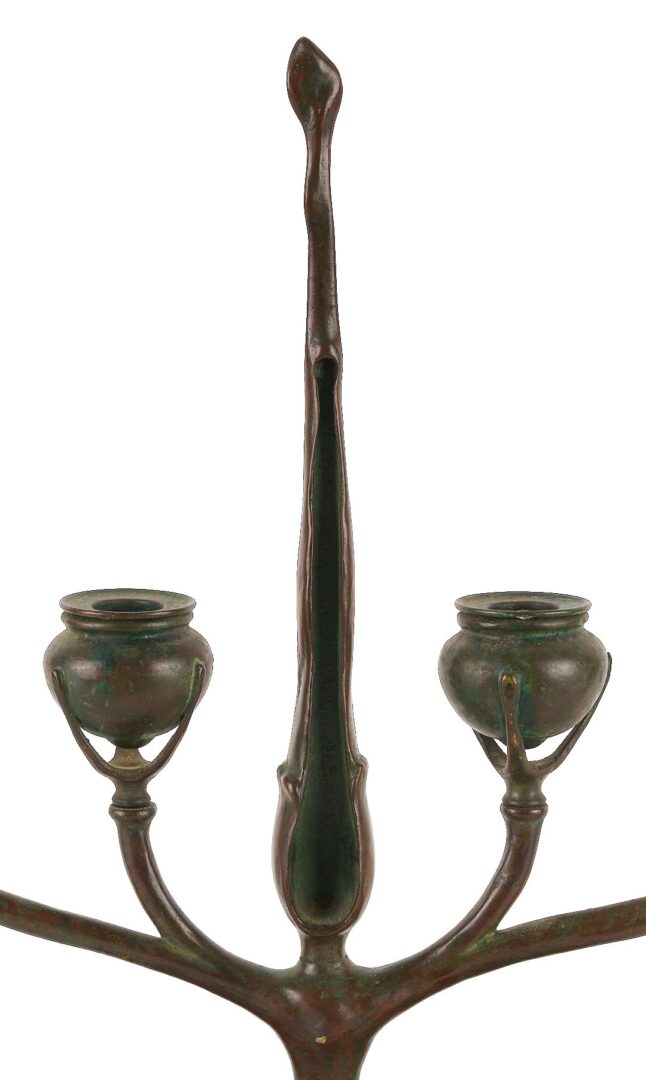 Lot 368: Tiffany Studios 4 Light Bronze Candelabra