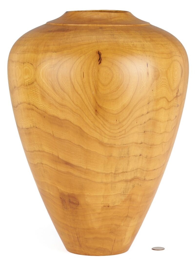 Lot 377: Large Ted Knight Turned Elm Wood Vase