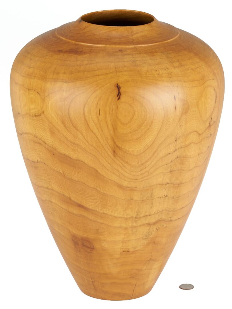 Lot 377: Large Ted Knight Turned Elm Wood Vase