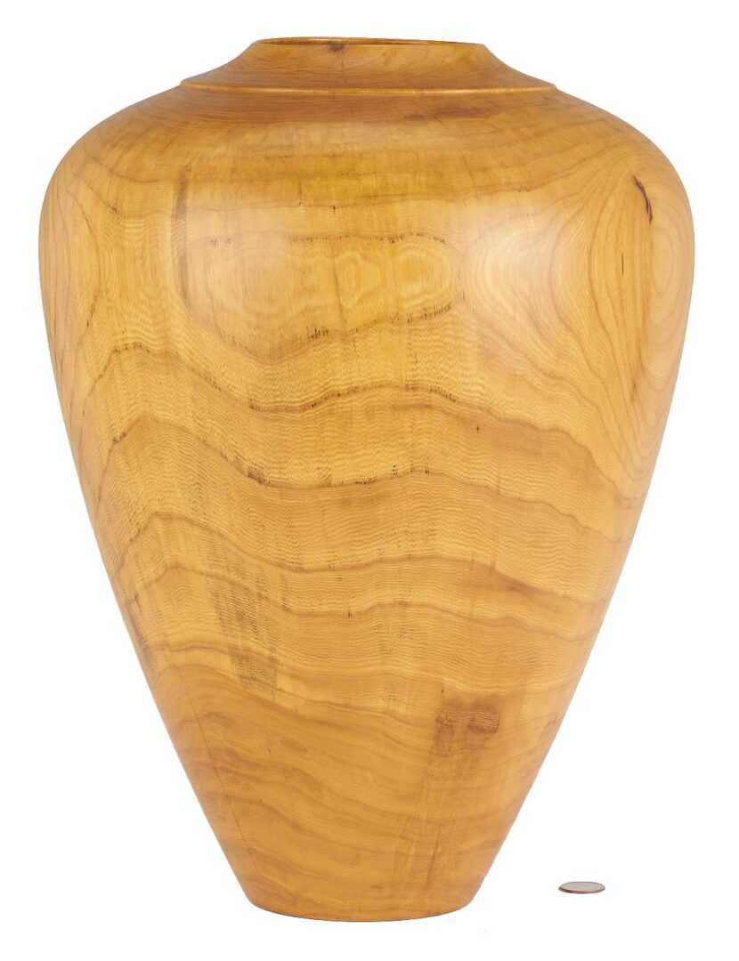 Lot 377: Large Ted Knight Turned Elm Wood Vase