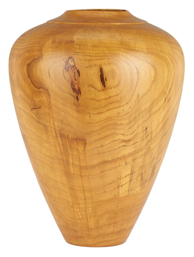 Lot 377: Large Ted Knight Turned Elm Wood Vase