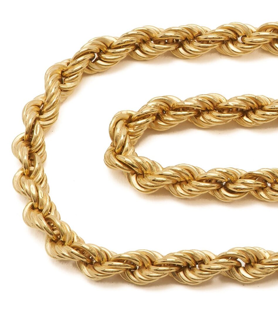 Lot 37: 18K Gold Tiffany & Co. Cross Pendant & Rope Necklace
