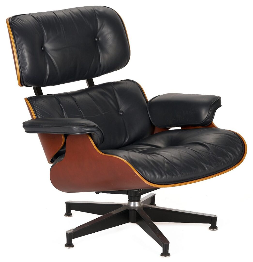 Lot 380: Eames Black Lounge Chair & Ottoman by Herman Miller