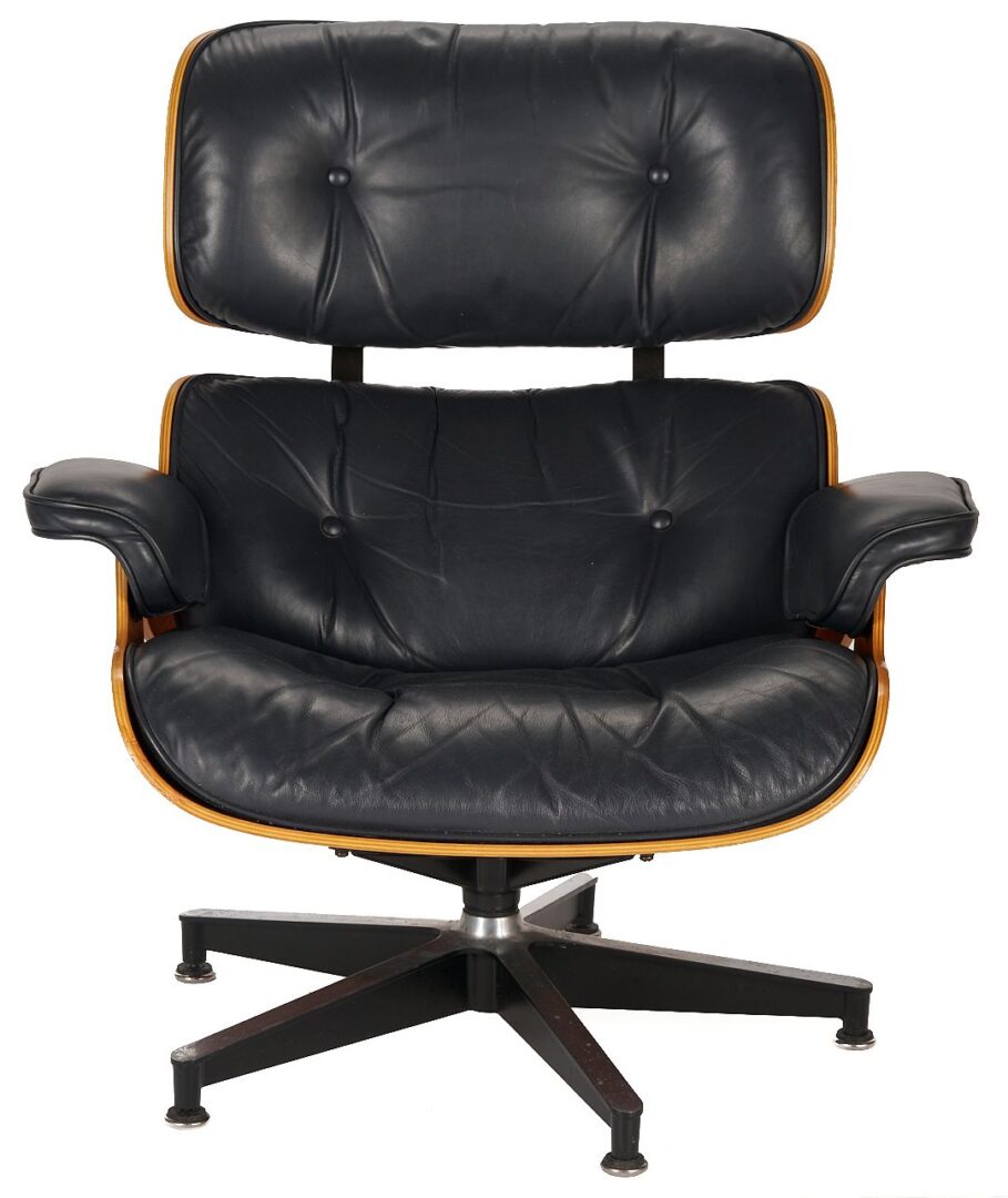 Lot 380: Eames Black Lounge Chair & Ottoman by Herman Miller