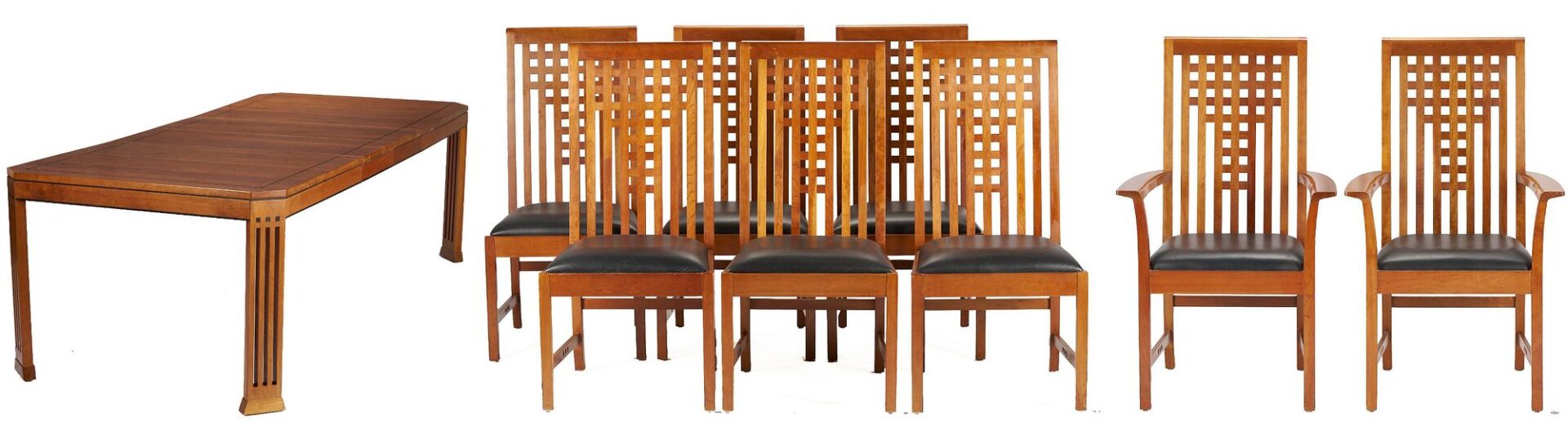 Lot 381: Stickley Mission Cherry Dining Table & 8 Chairs