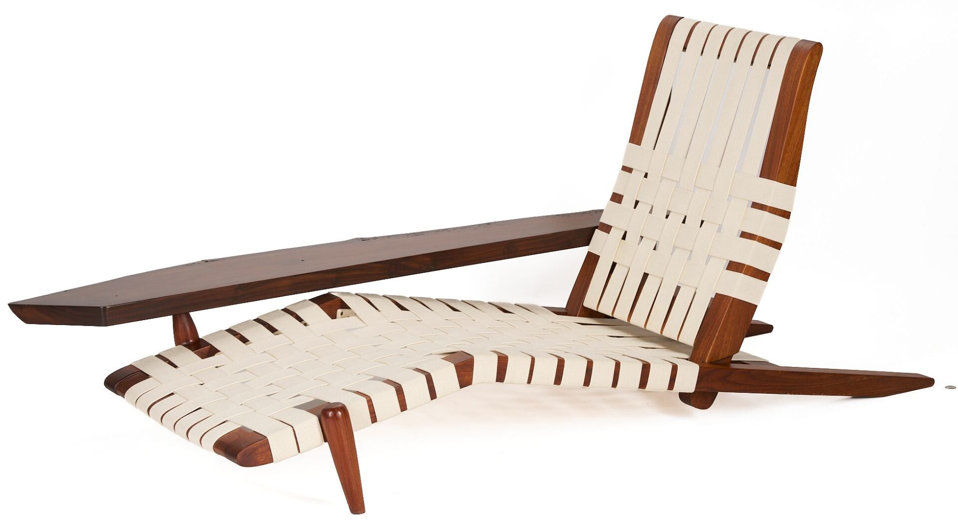 Lot 382: After George Nakashima, Bench Made Chaise Lounge Chair