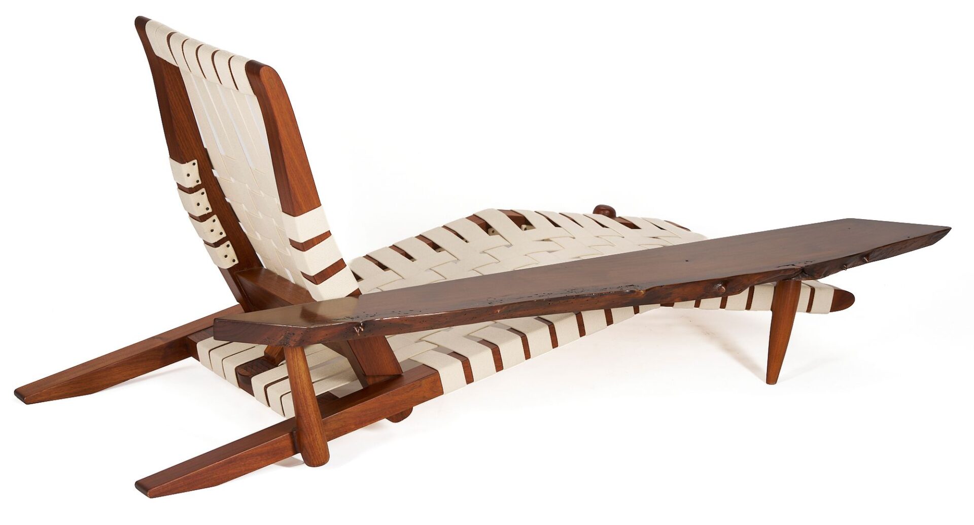Lot 382: After George Nakashima, Bench Made Chaise Lounge Chair